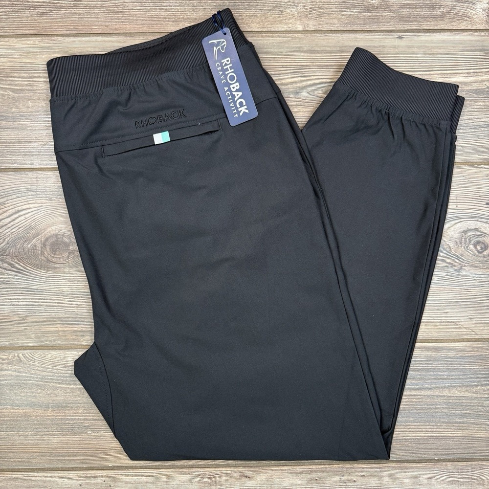 Rhoback Men's Dashers Performance Joggers‎ Pants Size 3XL Black Pockets NWT